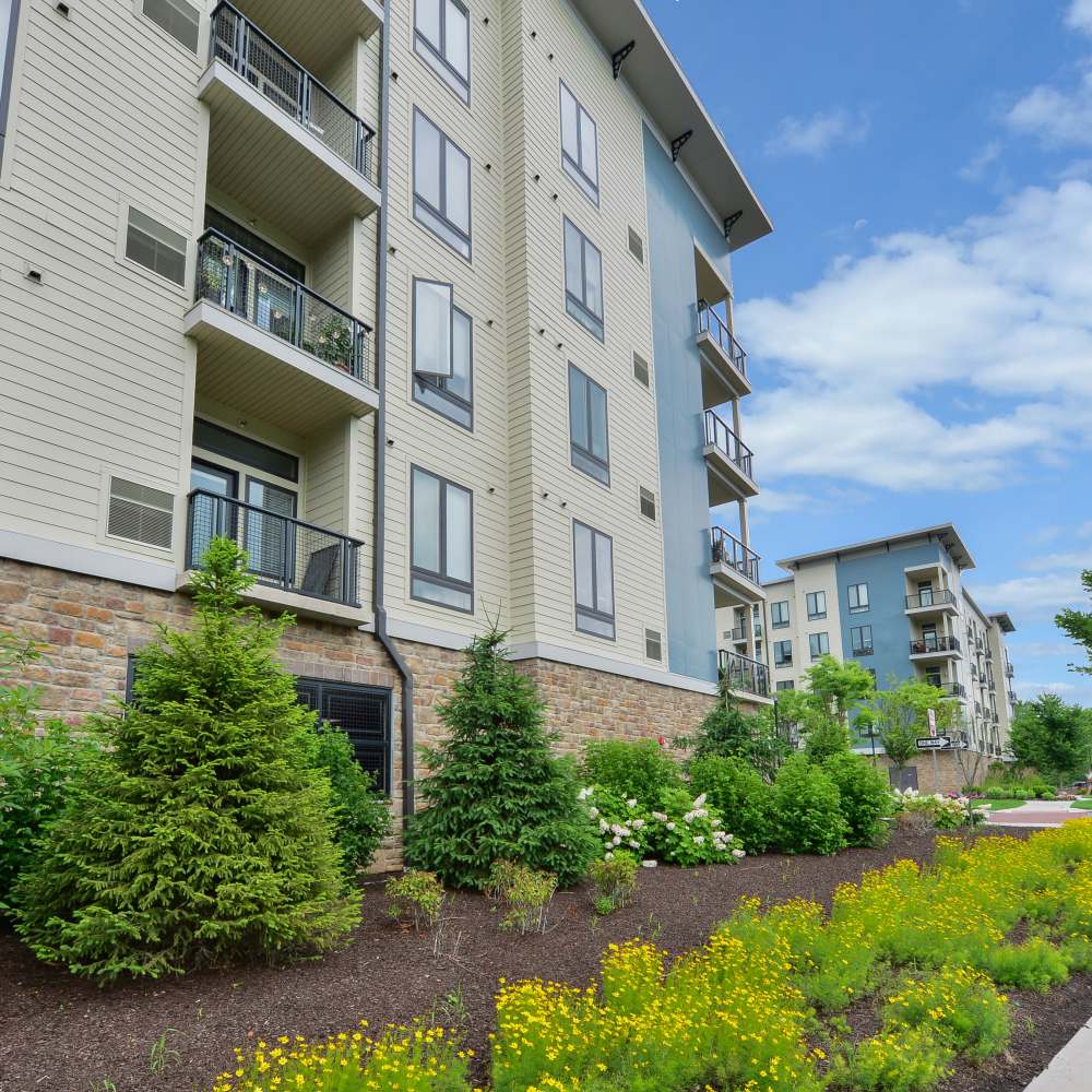 Landscaping at the apartments at Riverworks in Phoenixville, Pennsylvania