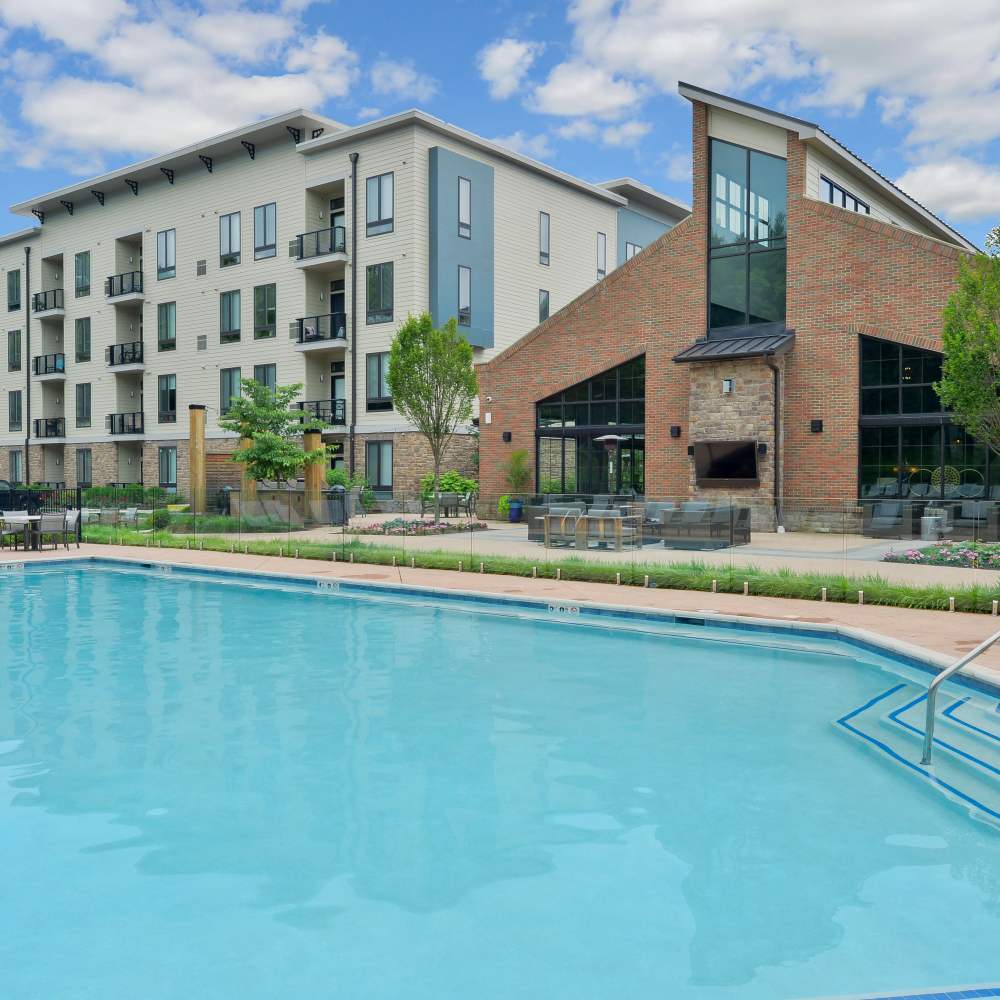On-site swimming pool at Riverworks in Phoenixville, Pennsylvania