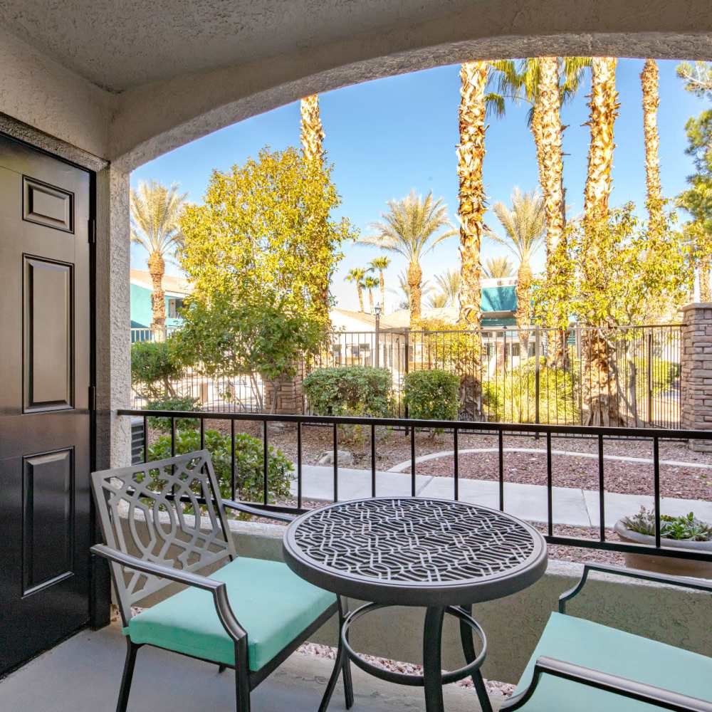 Patio with a table and chairs at Cimarron in Las Vegas, Nevada