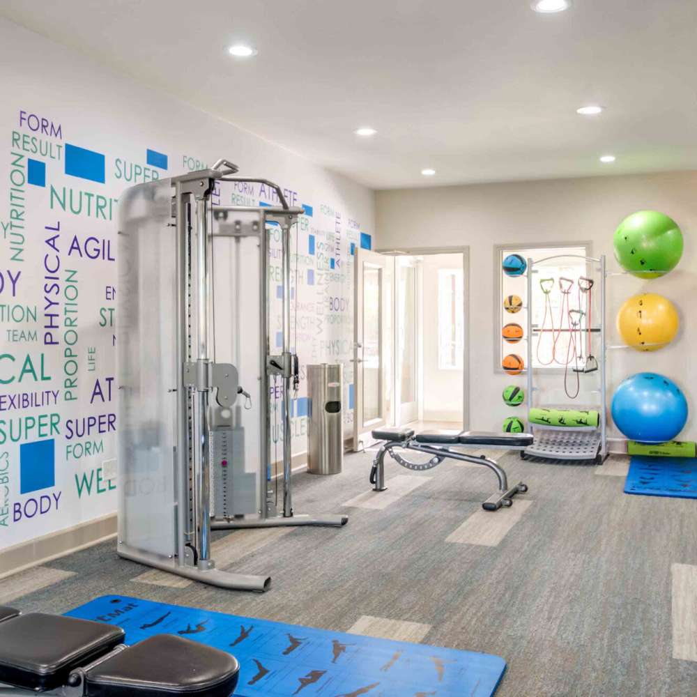 Fitness center with exercise machines at Cimarron in Las Vegas, Nevada