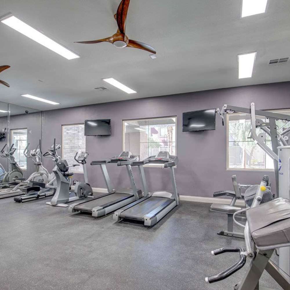 Fitness center with treadmills at Luminous in Las Vegas, Nevada