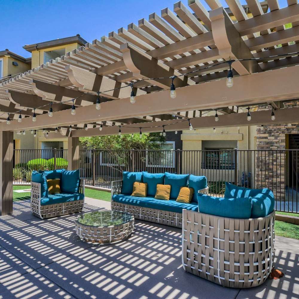 Covered patio seating at Luminous in Las Vegas, Nevada