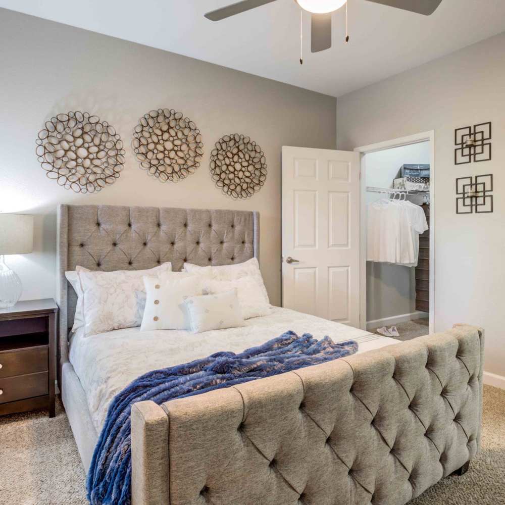 Bedroom with a plush carpeting at Aviata in Las Vegas, Nevada