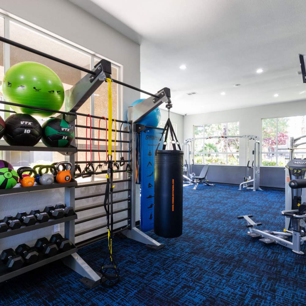 Exercise room with a body bag at Aviata in Las Vegas, Nevada