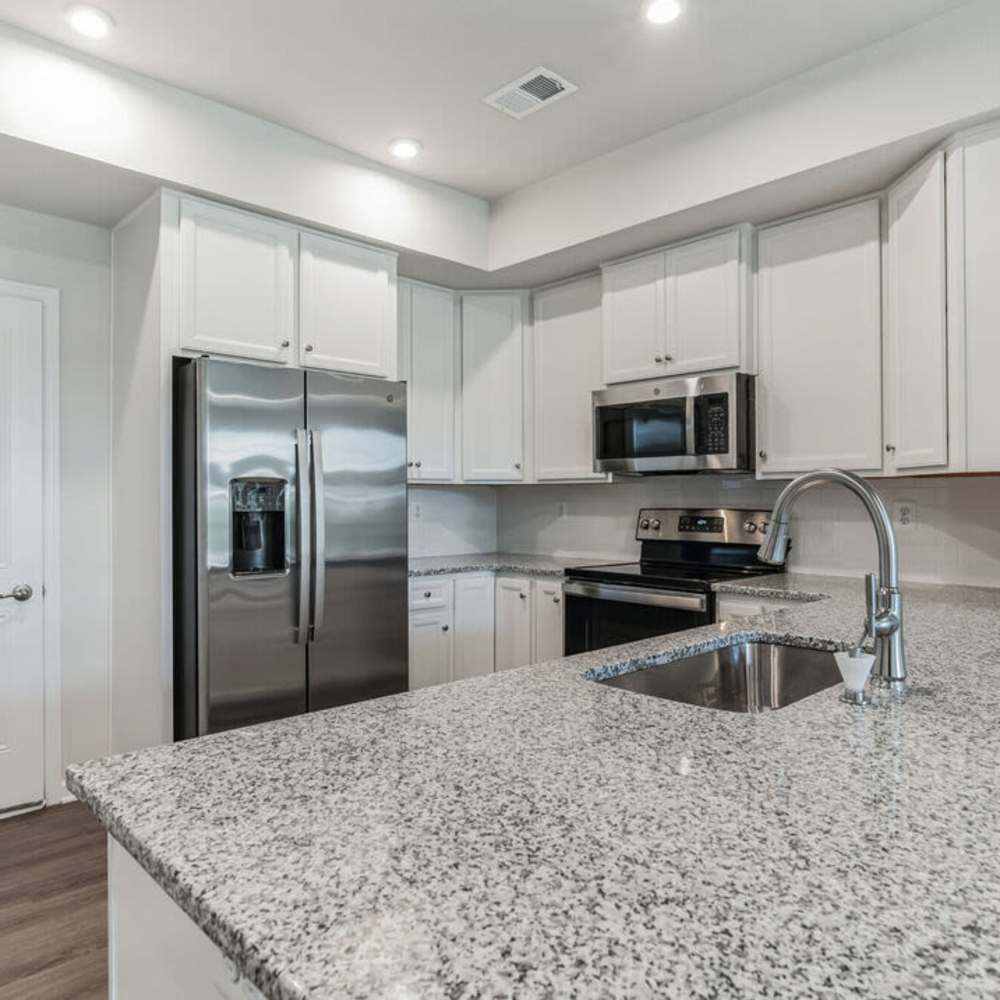 Kitchen with nice countertops at Dorsey Overlook in Ellicott City, Maryland