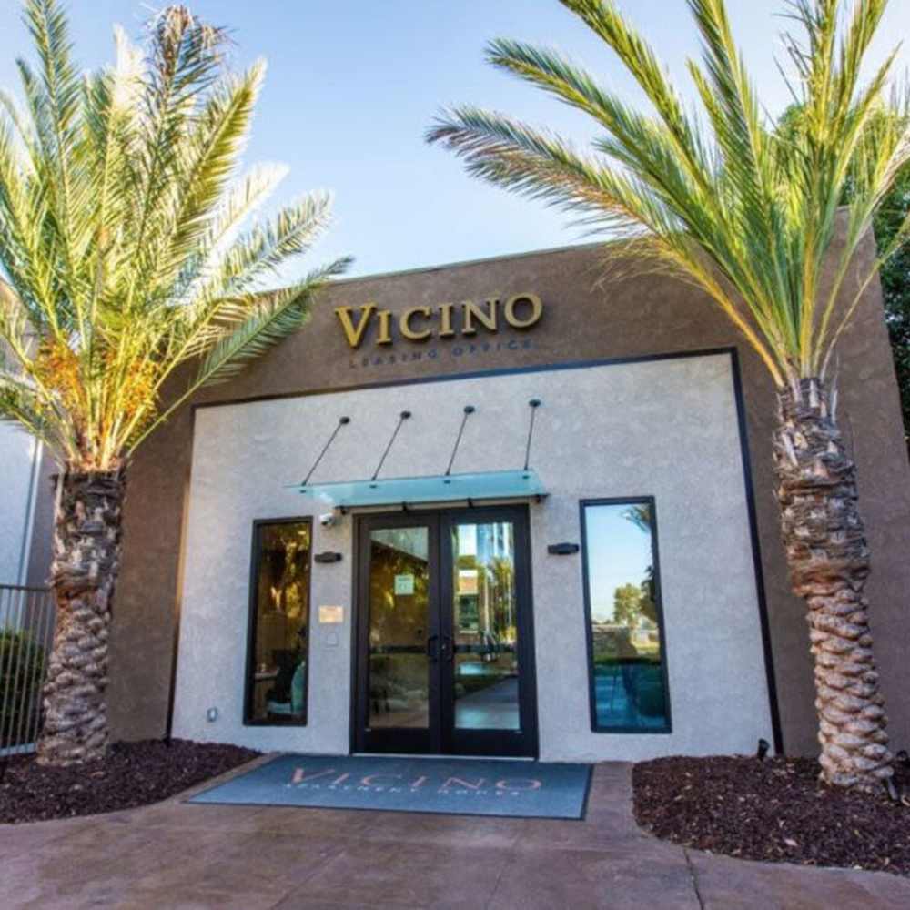 Entrance to Vicino Apartments in Lakewood, California