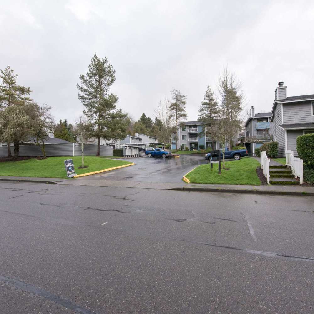 Street view of community at Spinnaker Apartments in Des Moines, Washington