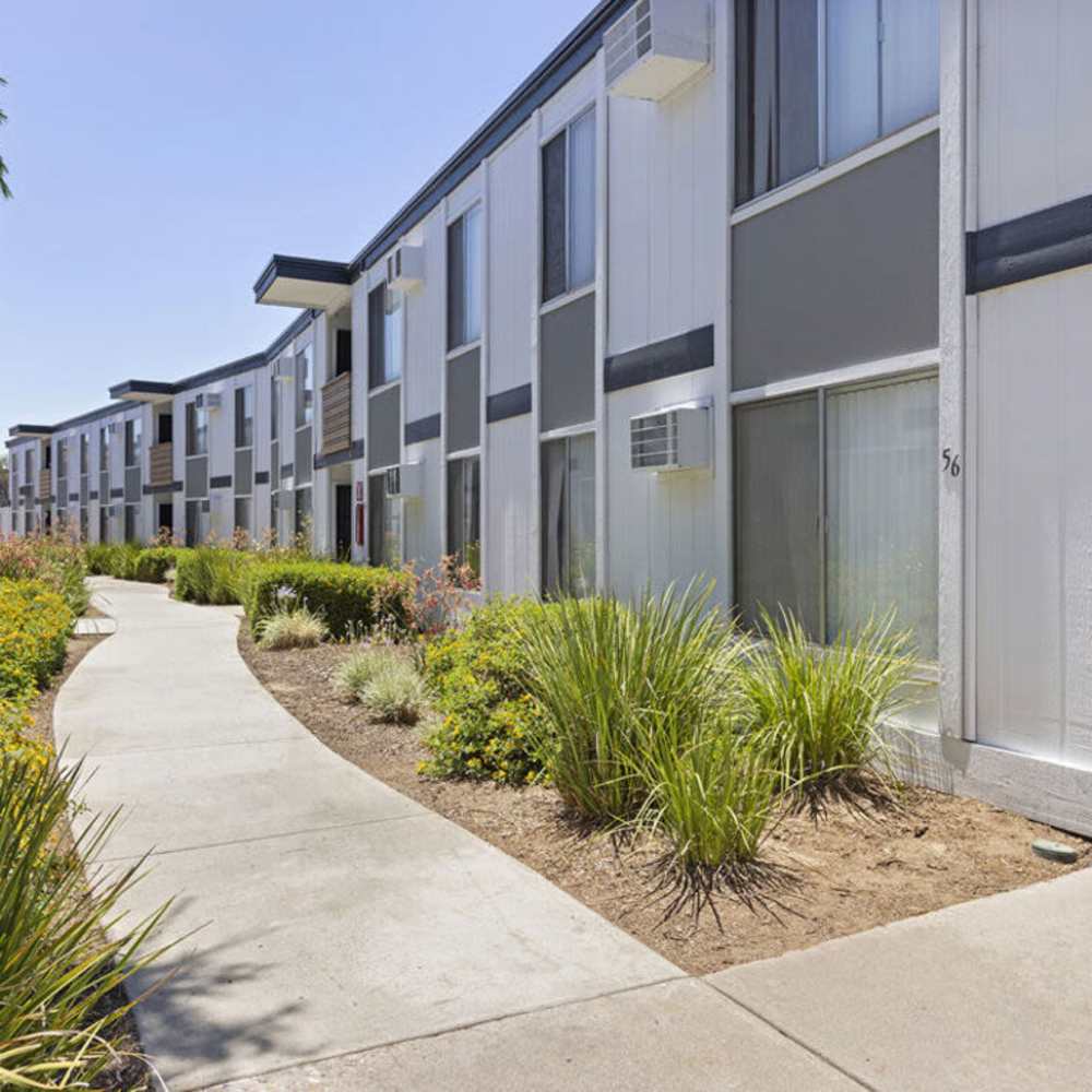 Apartments and walkway at ALTA in El Cajon, California