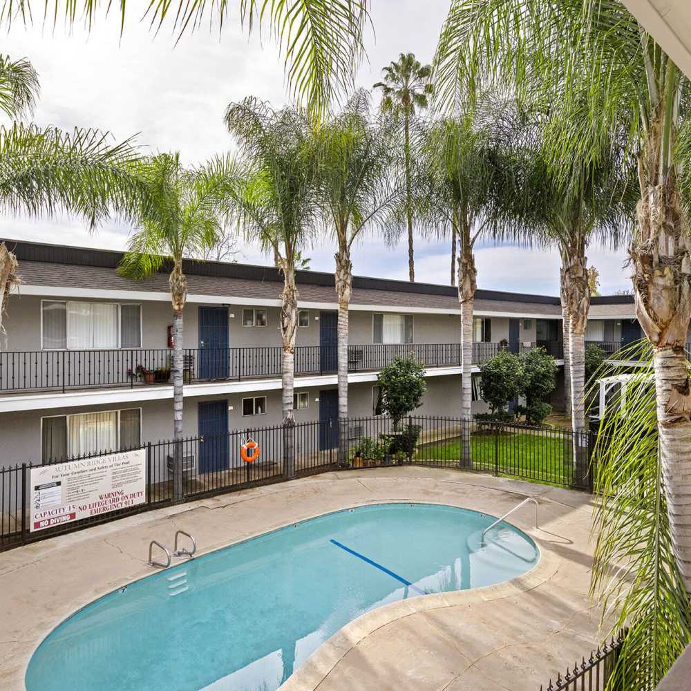 Swimming pool area at Terre at 989 Peach in El Cajon, California