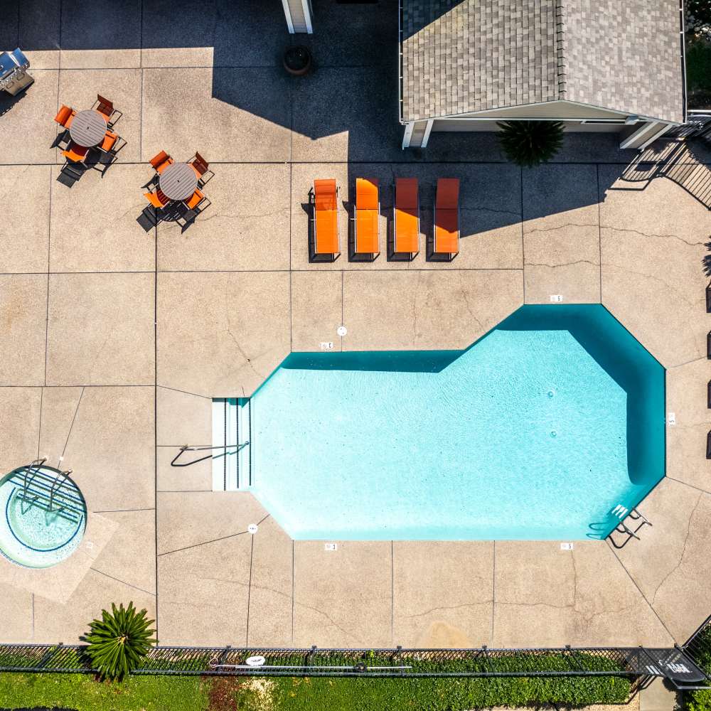 Wide swimming pool in Riverstone Apartments in Sacramento, California