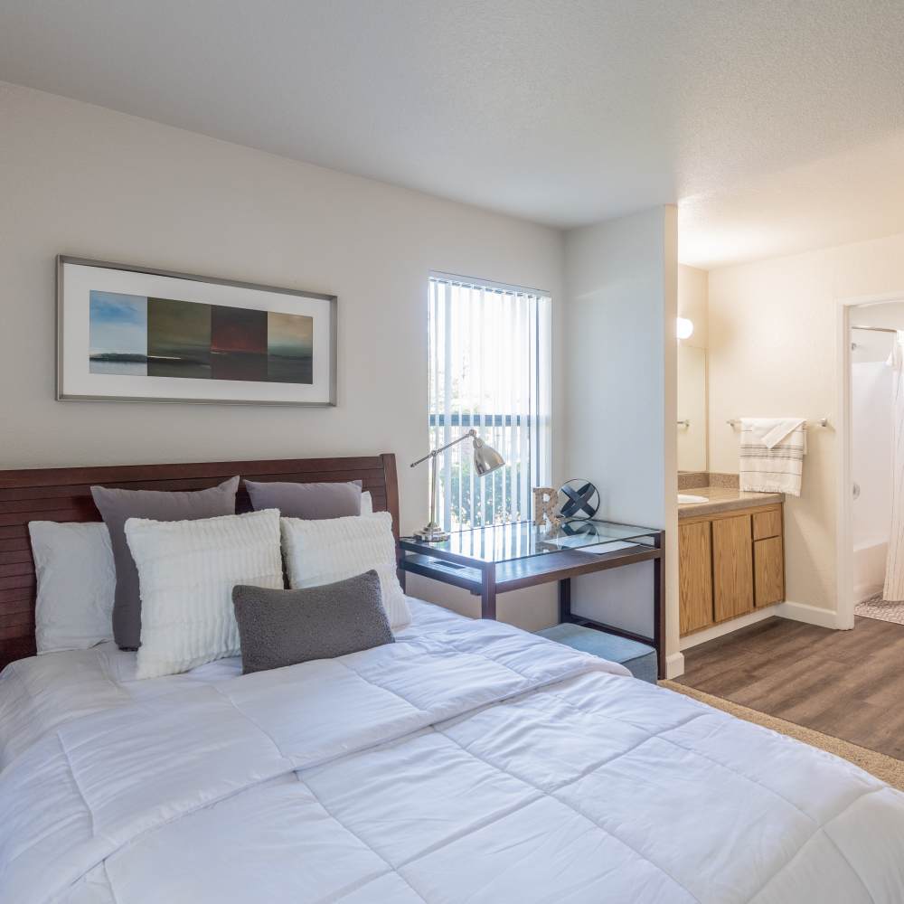 Clean and comfortable bedroom Riverstone Apartments in Sacramento, California