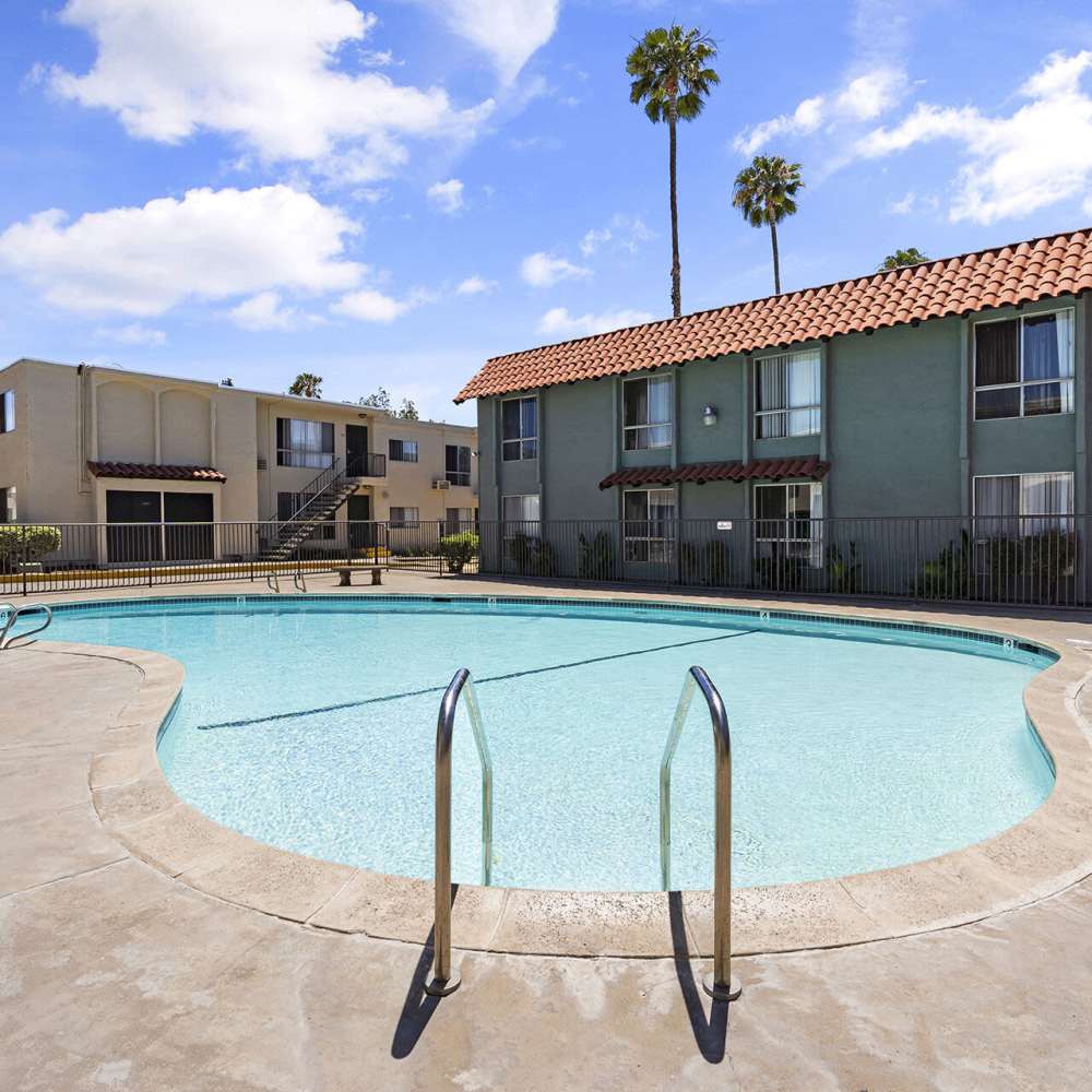 Swimming pool step ladder at Terre at Mollison in El Cajon, California