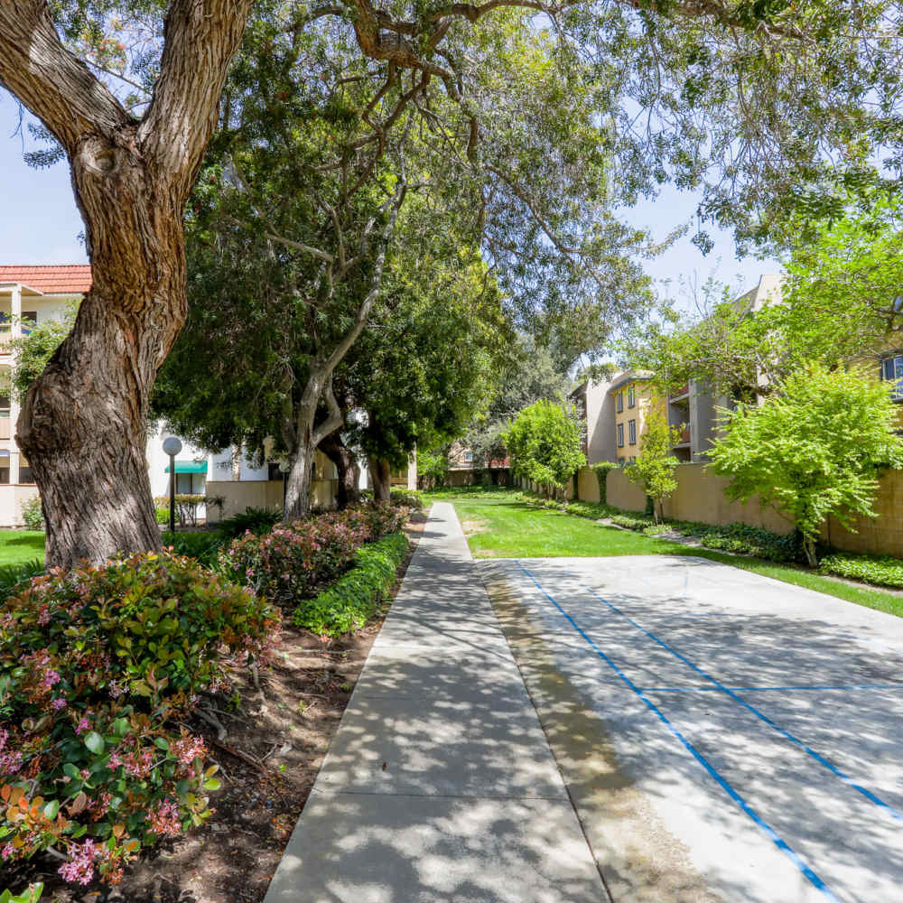 Outdoor walk way at Pasatiempo in Fremont, California