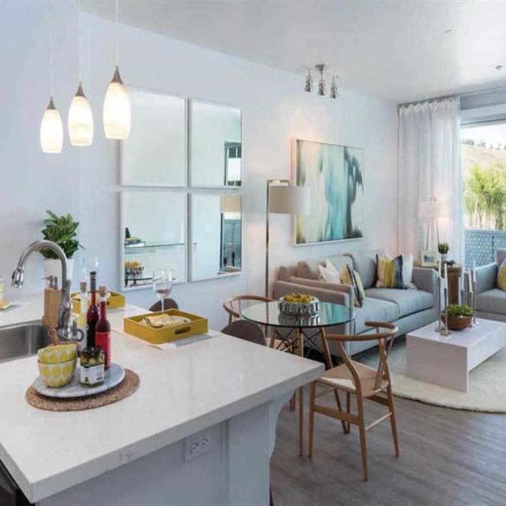 Modern living rooms at Skye at Laguna Niguel in Laguna Niguel, California