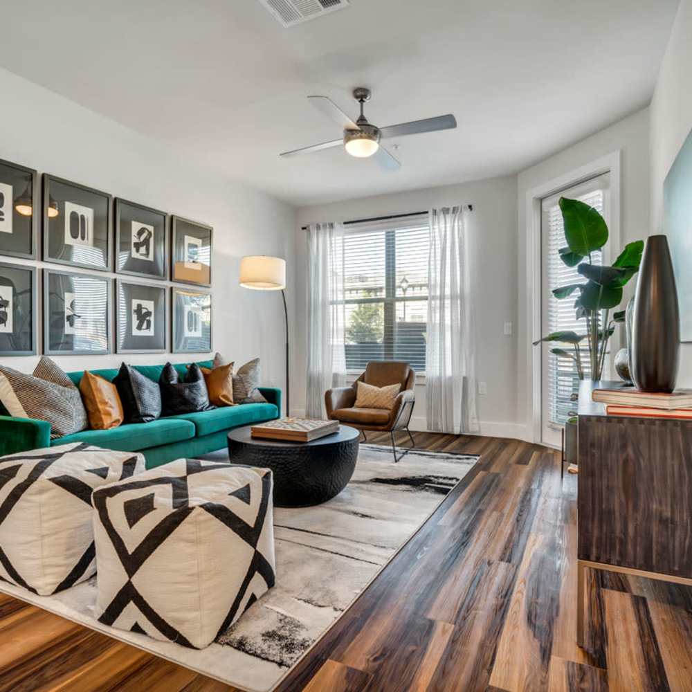open living room at Chisholm at Tavolo Park in Fort Worth, Texas