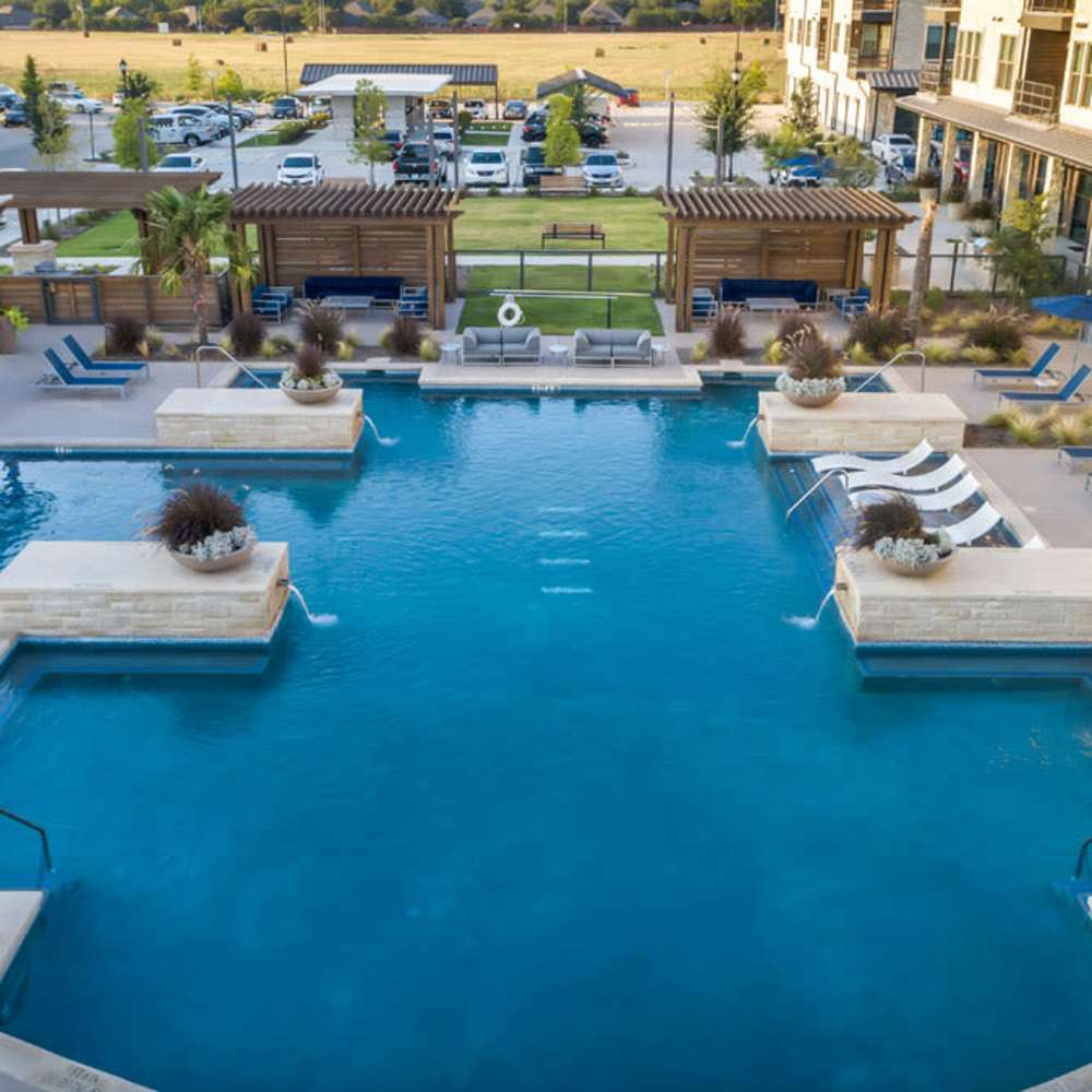 Overhead view of the pool at  in Fort Worth, Texas