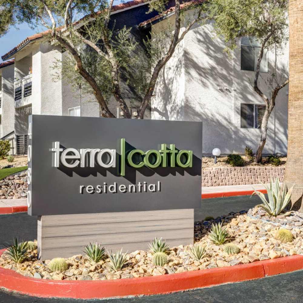 Front entrance sign at Terra Cotta in Las Vegas, Nevada