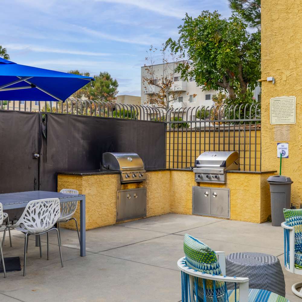 Outdoor grill view at Canyon Village in North Hollywood, California