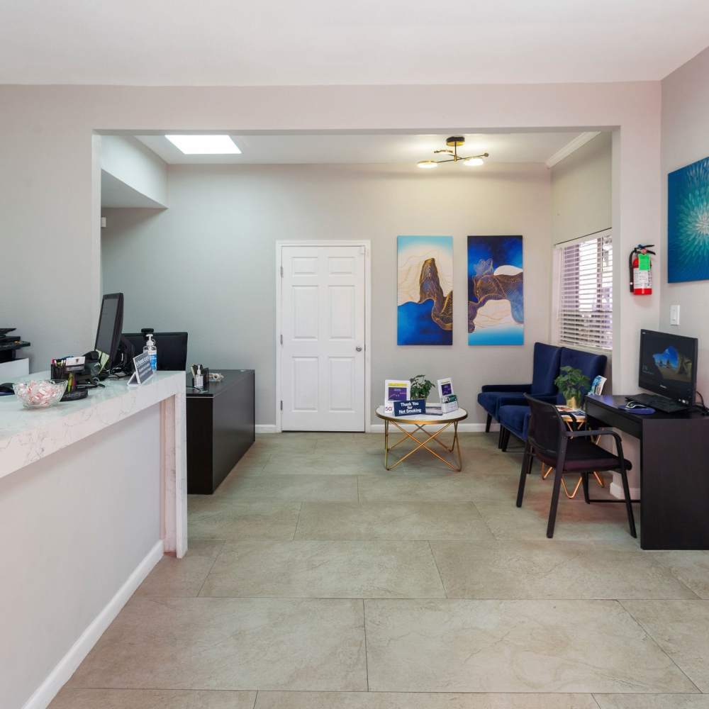 Leasing office at Las Rocas in Houston, Texas