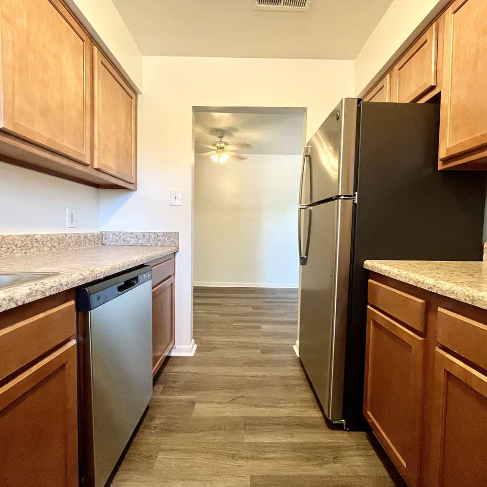 Kitchen with ample counter space at Great Bridge Apartments in Chesapeake, Virginia