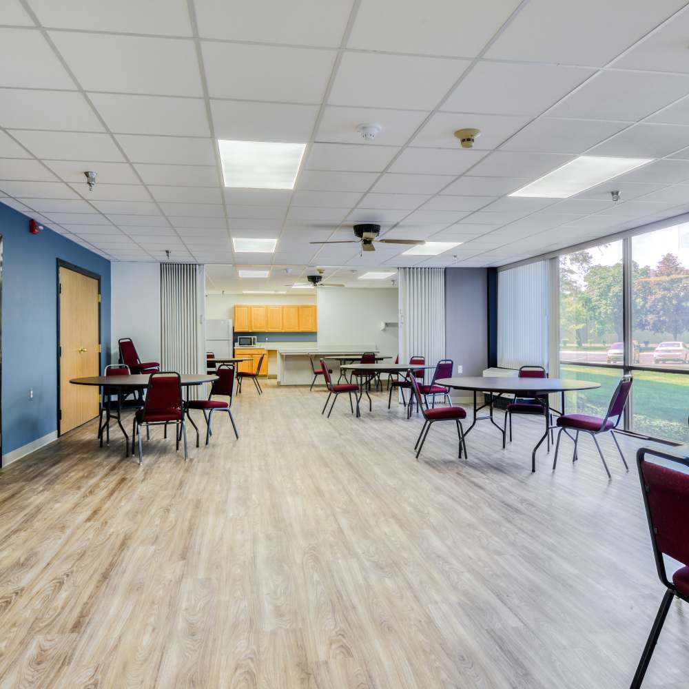 Community seating area at Mable H Kehres Apartments in Monroe, Michigan