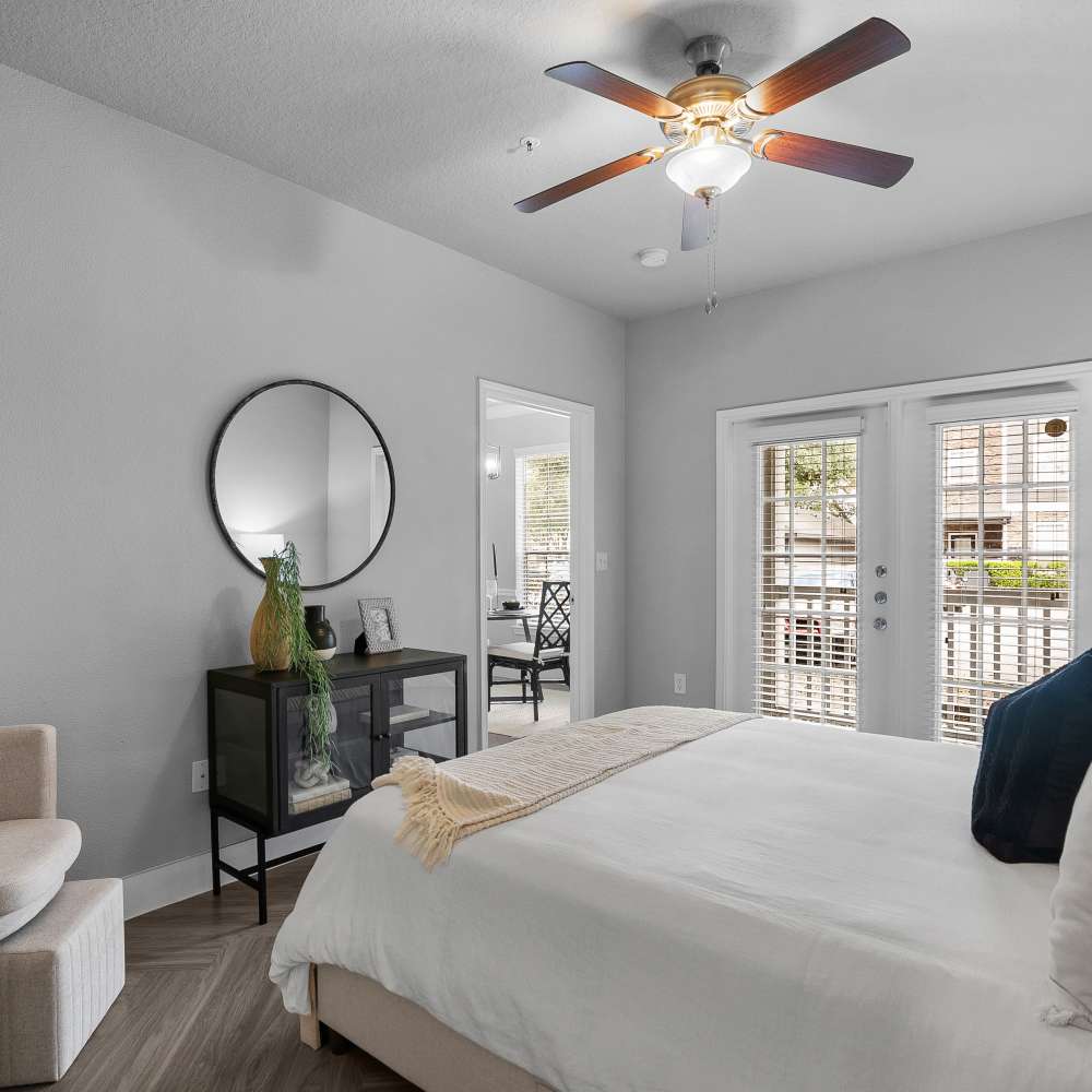 furnished model bedroom at Weston at Copperfield in Houston, Texas