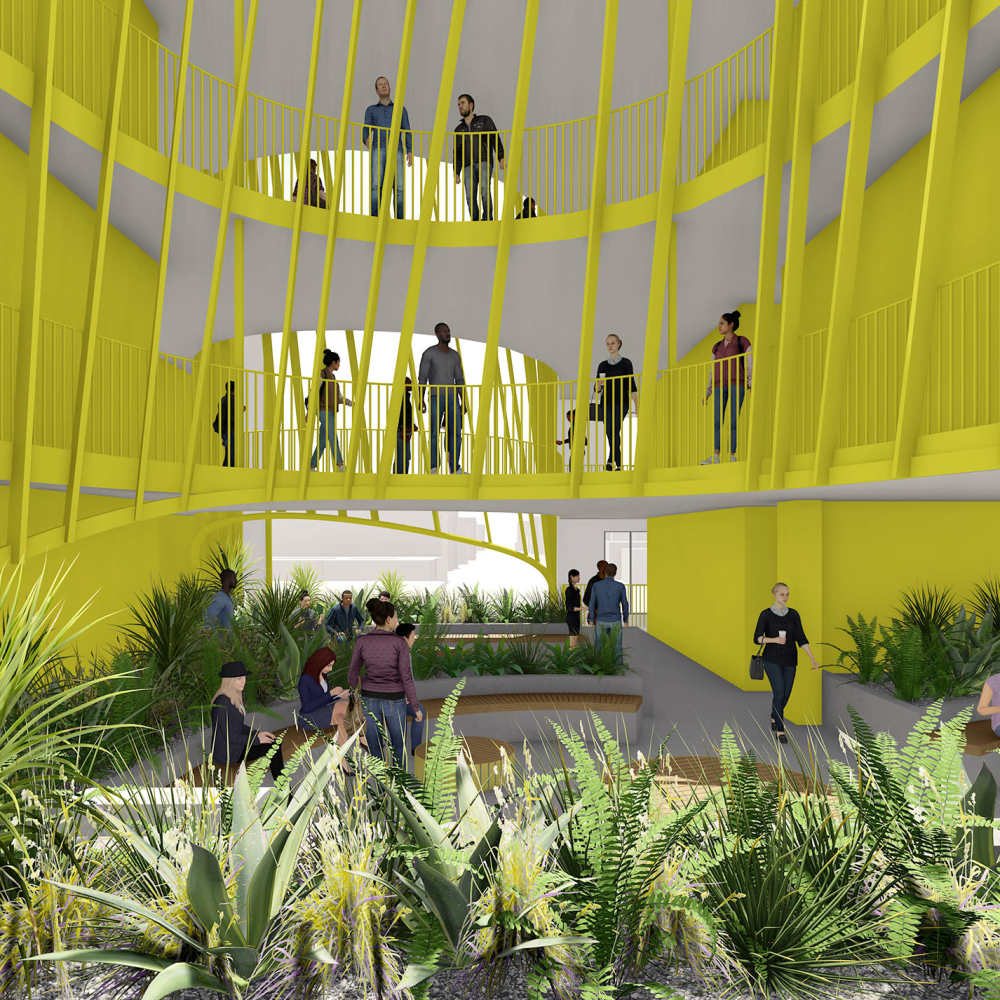 Atrium rendering at 1999 Apartments in Los Angeles, California