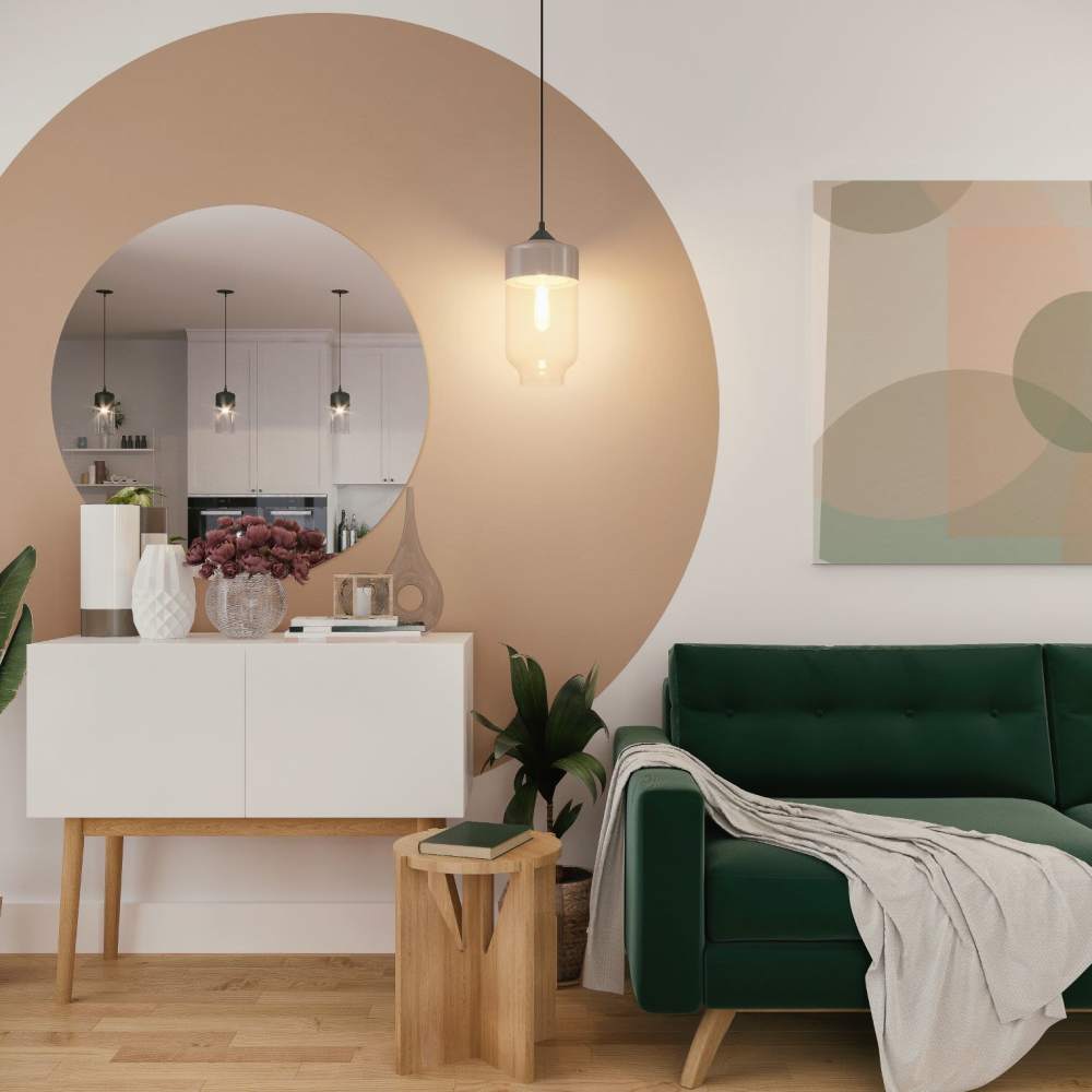 Interior living space with green accents 7 Fairview in South Orange, New Jersey