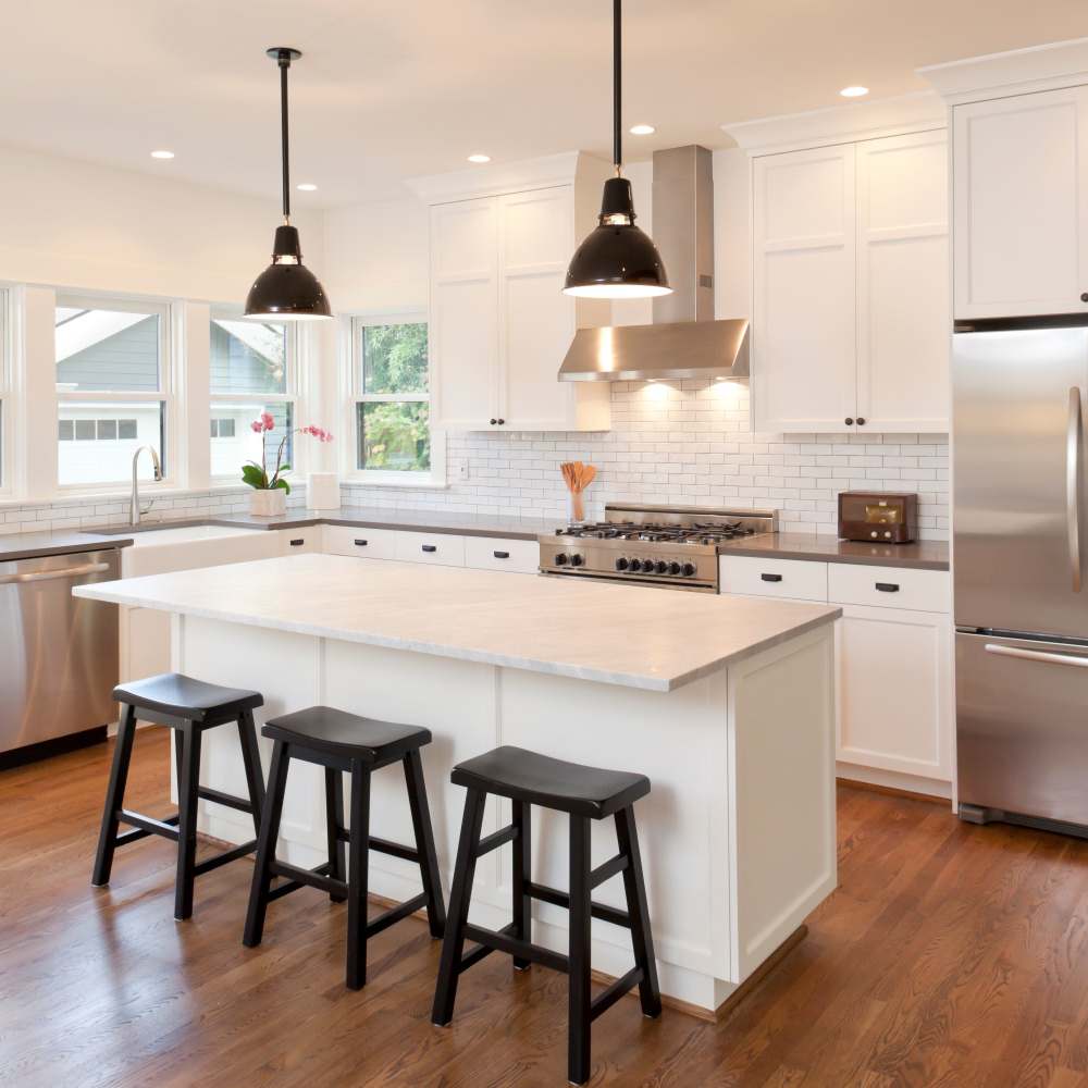 Kitchen with modern appliances 479 SunBlossom Alivia in Maplewood, New Jersey