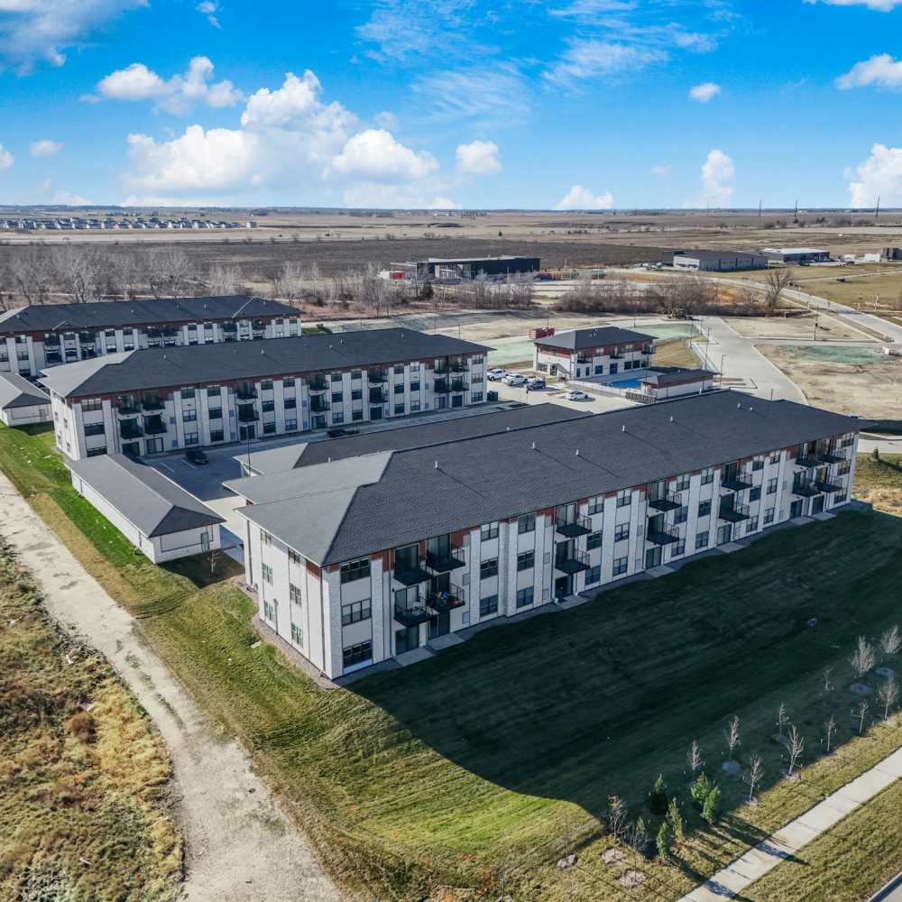 Aerial view of the apartments at Stratford Pointe in Waukee, Iowa