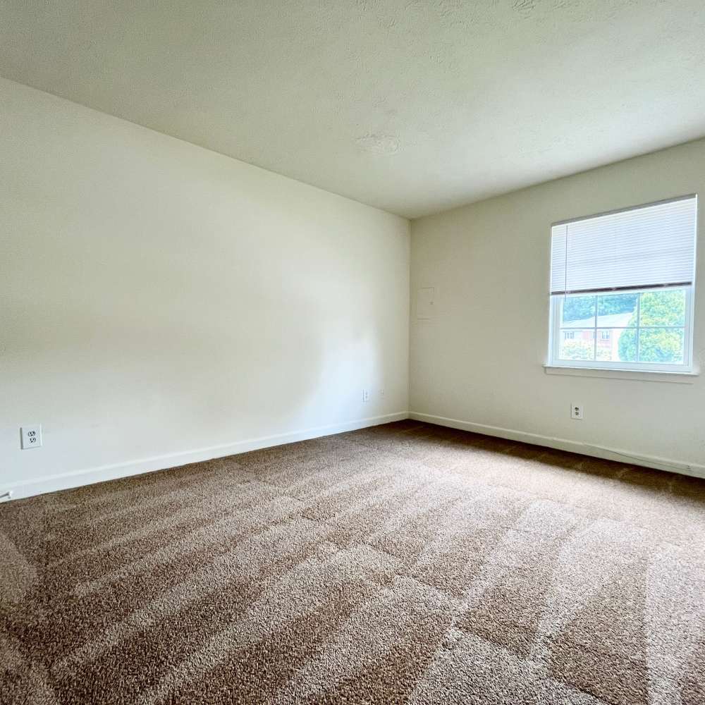 Bedroom with plush carpeting at Collinwood Apartments in Newport News, Virginia