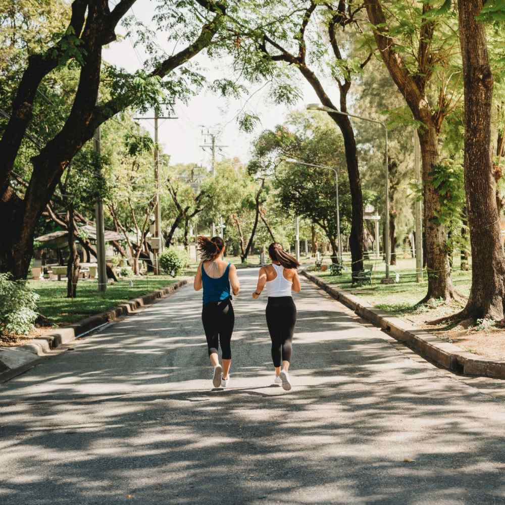 Residents exercising at park near at Lake House in Los Angeles, California