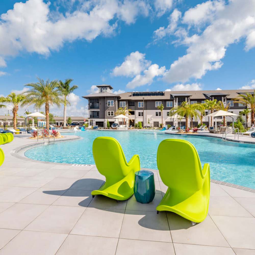 poolside chairs at Tropia Wellen Park in Venice, Florida