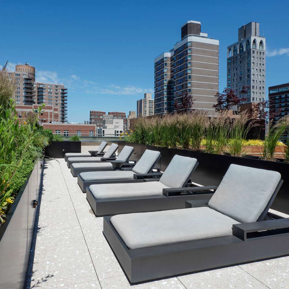 Rooftop seating over the city at The Ventura in New York, New York