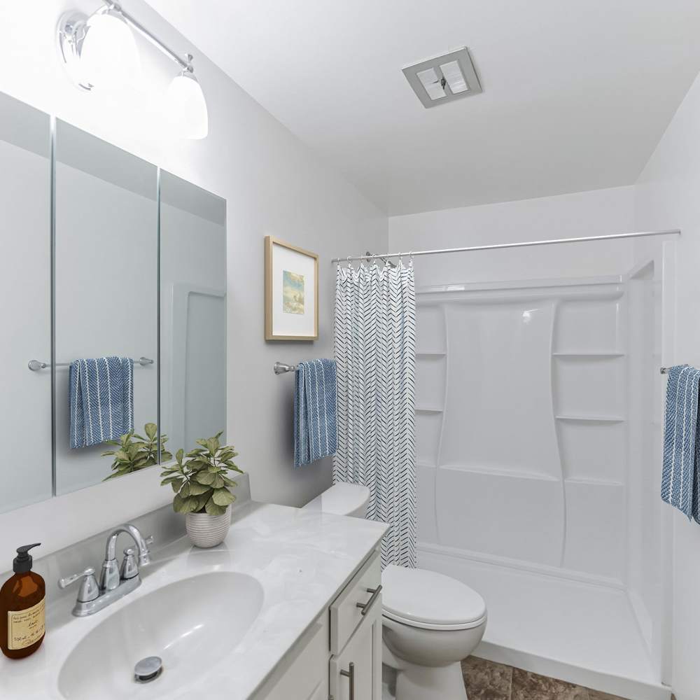 updated bathroom at Mountain View Terrace in Latham, New York