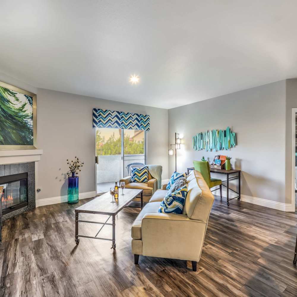 Living space with access to a patio or balcony at Parkway Townhomes in Henderson, Nevada