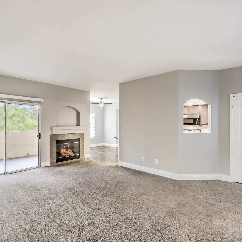 Living space with a fireplace at Parkway Townhomes in Henderson, Nevada