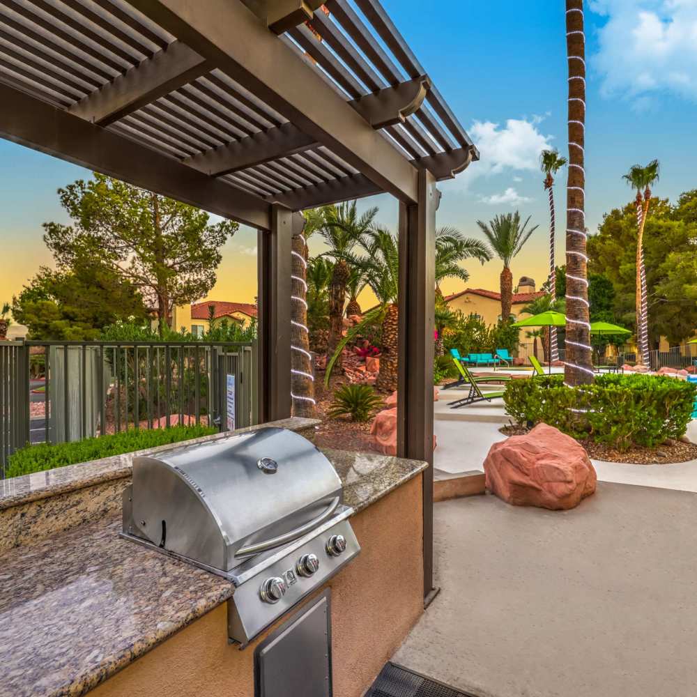 Barbequing stations at Parkway Townhomes in Henderson, Nevada