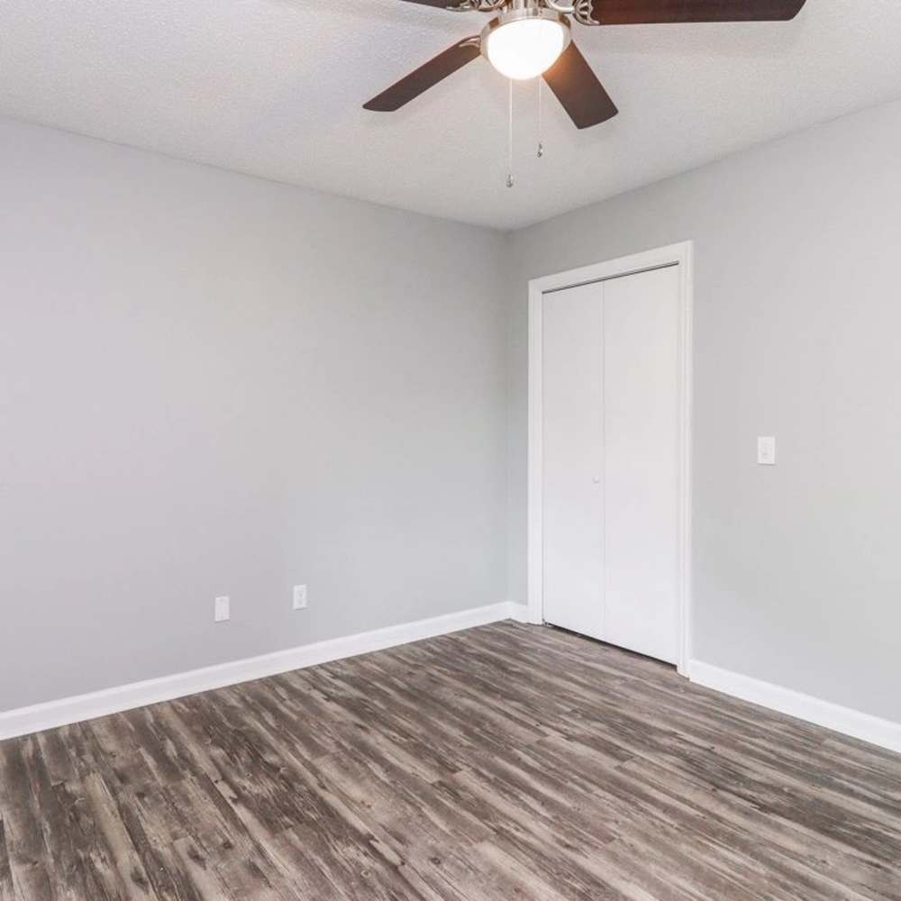 Ceiling fan in an apartment bedroom at The Oaks At Northshore in Chattanooga, Tennessee