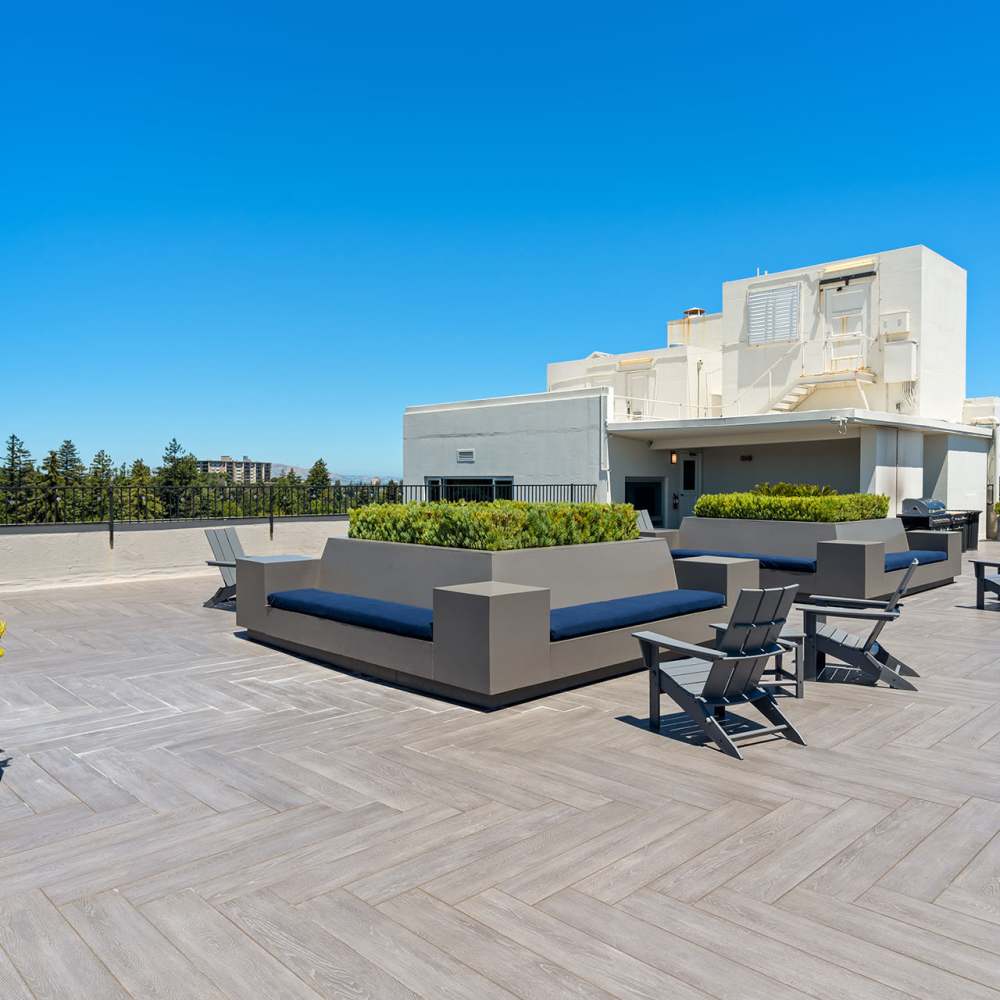 Side view of the courtyard at Ryan Tower San Mateo, California