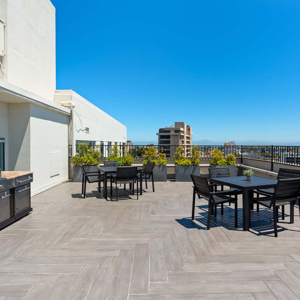 West view of the courtyard at Ryan Tower San Mateo, California