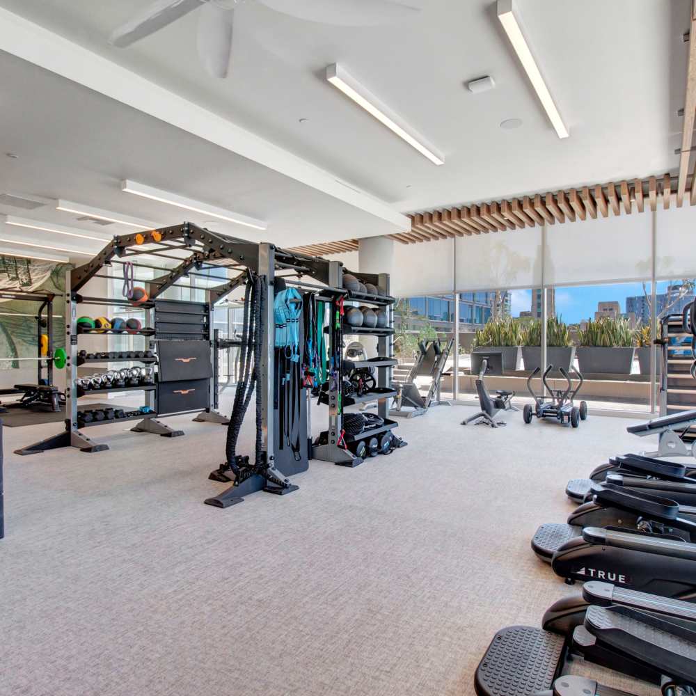 On-site fitness center at Nari in Los Angeles, California