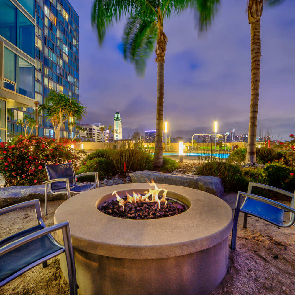 Fire pit at Nari in Los Angeles, California