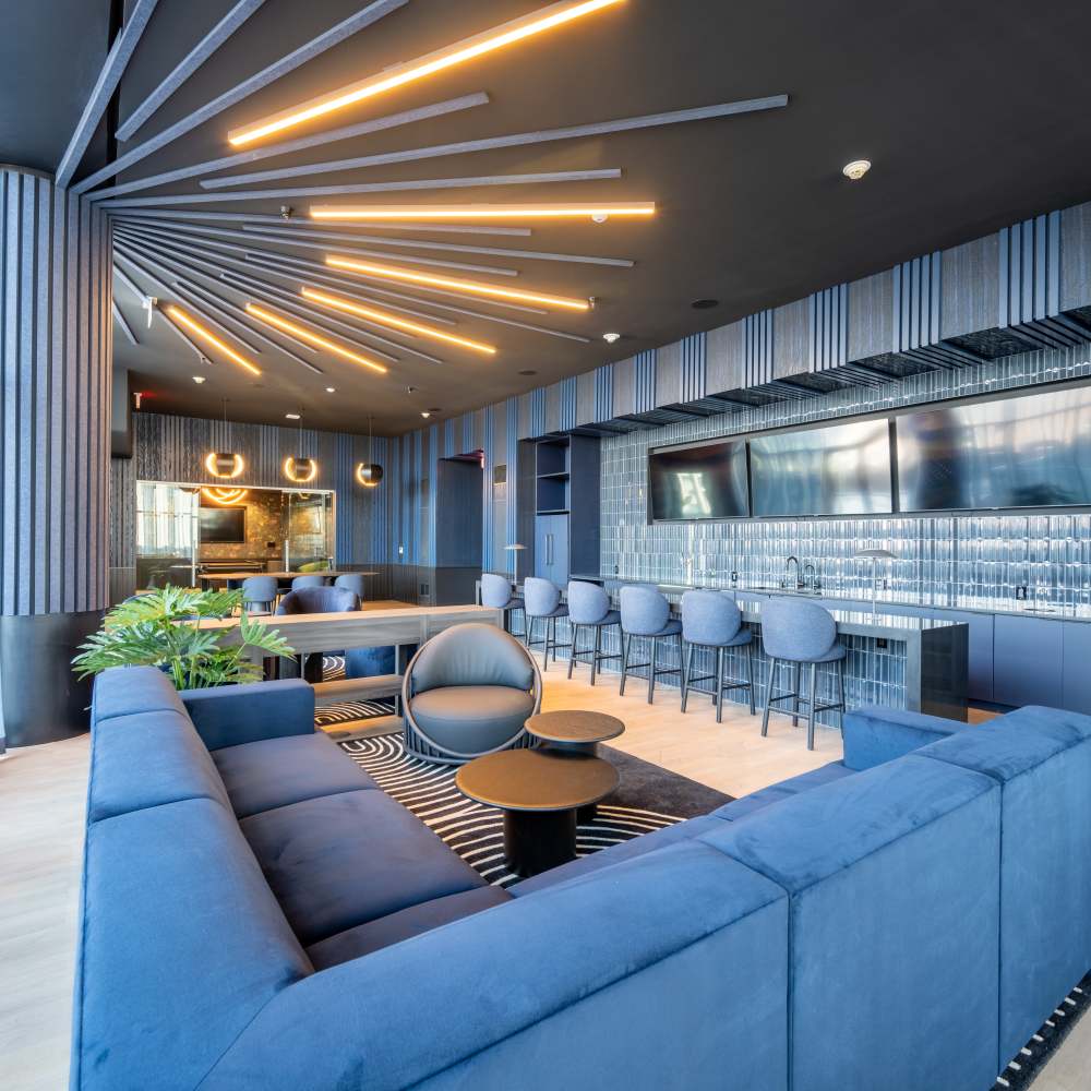 Clubhouse couches at Nari in Los Angeles, California