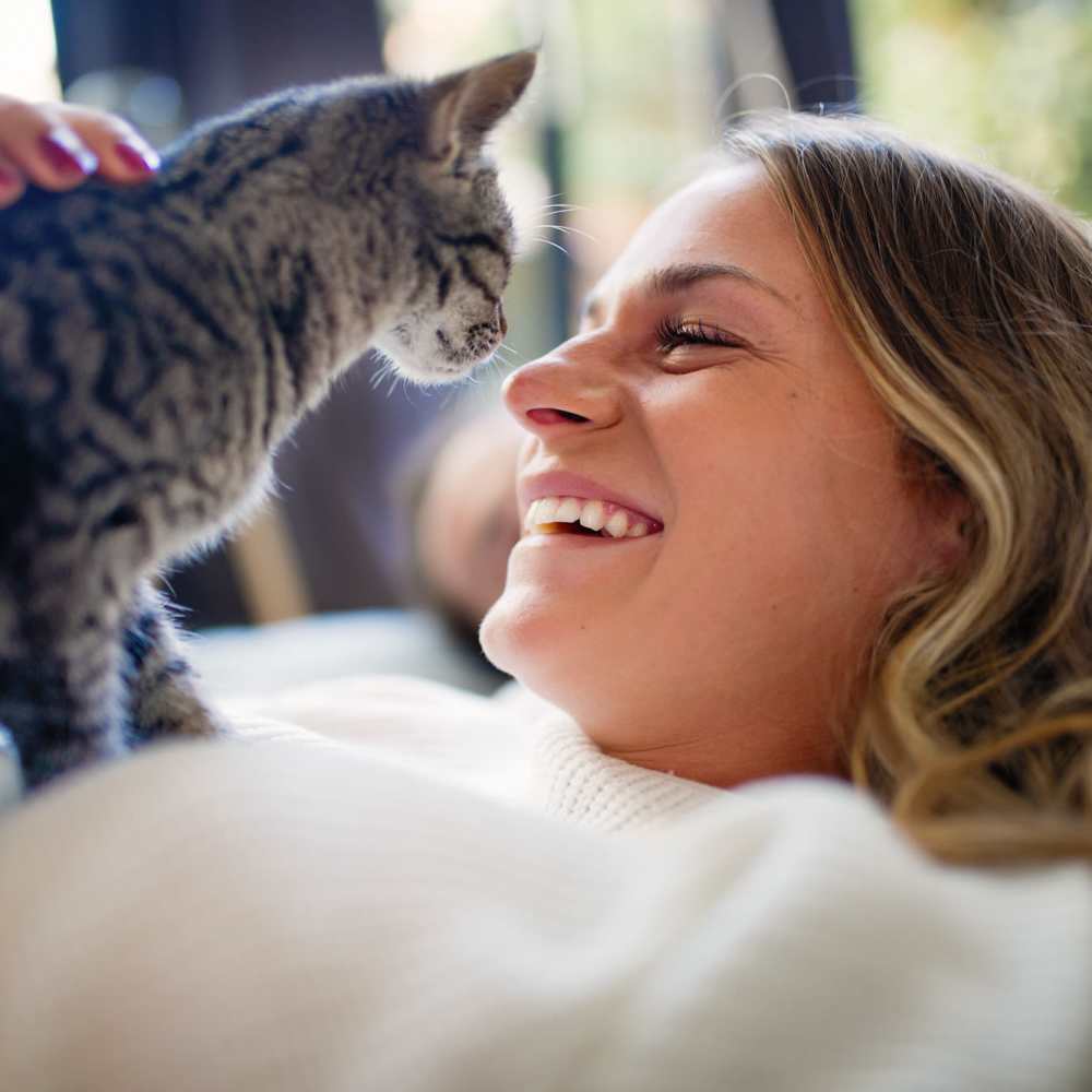 Resident and cat at Haggerty Lane in Bozeman, Montana