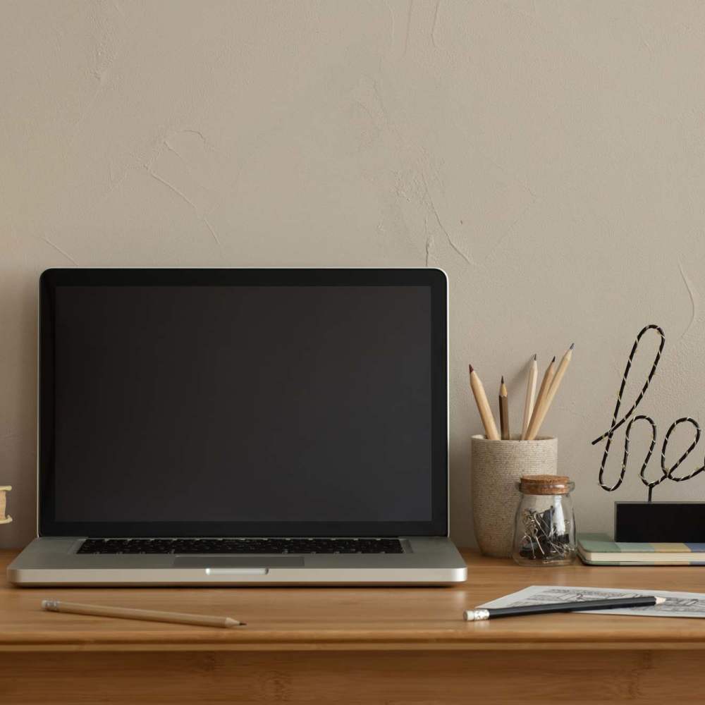Laptop in an apartment at Haggerty Lane in Bozeman, Montana