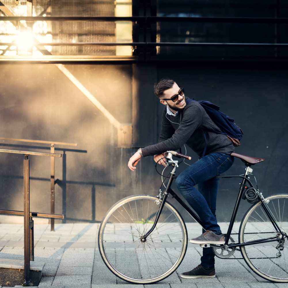Resident riding his bike near Workhouse at Union Terminal in Jacksonville, Florida