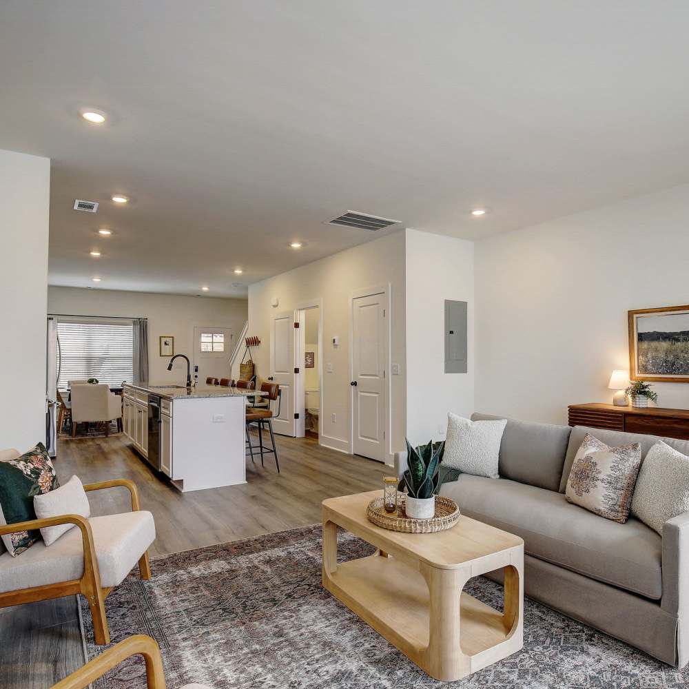 Living room with coffee table  at Blakeney Commons in Smyrna, Tennessee
