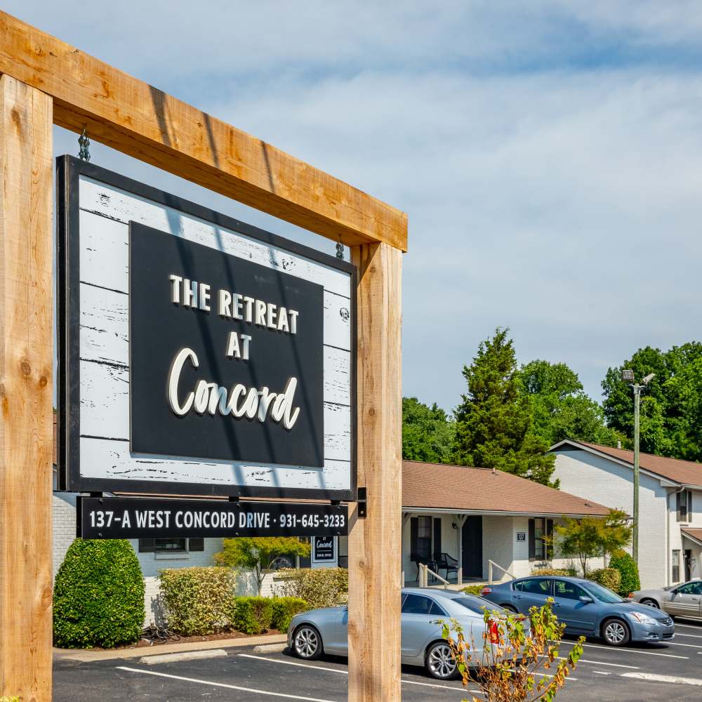 Community signage board at Retreat at Concord in Clarksville, Tennessee 
