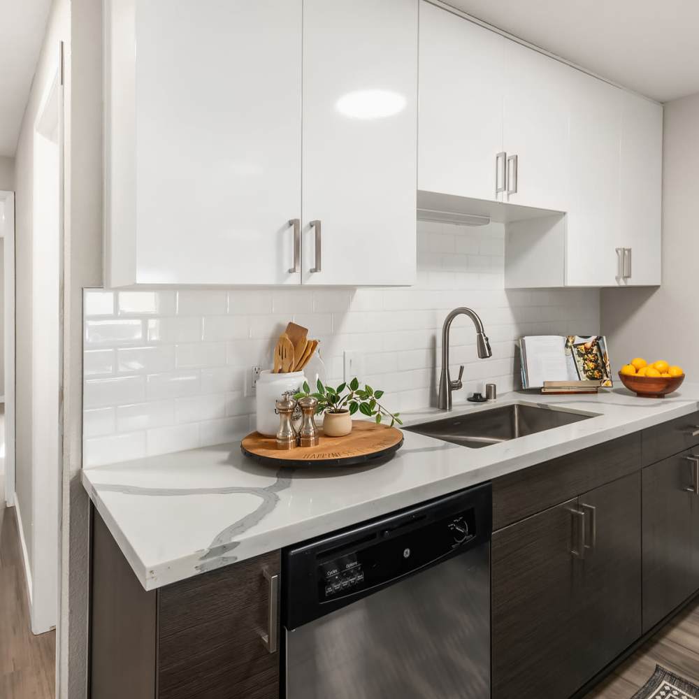 Kitchen with granite counters The Summit in Redmond, Washington